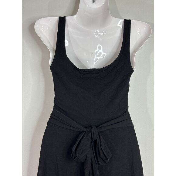 Reformation August Midi Dress Black Scoop Neck Pocket Tie Back Stretch Size XS - Picture 7 of 10